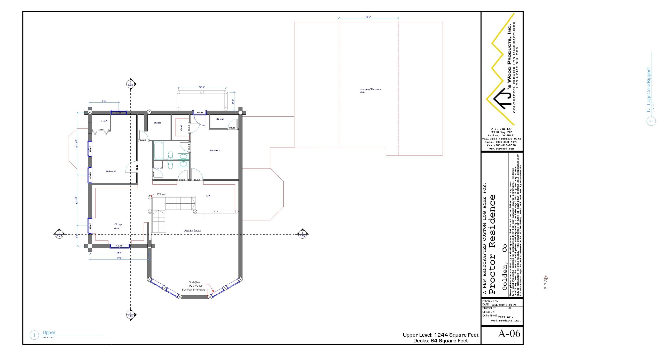 Upper floor plan, still in design